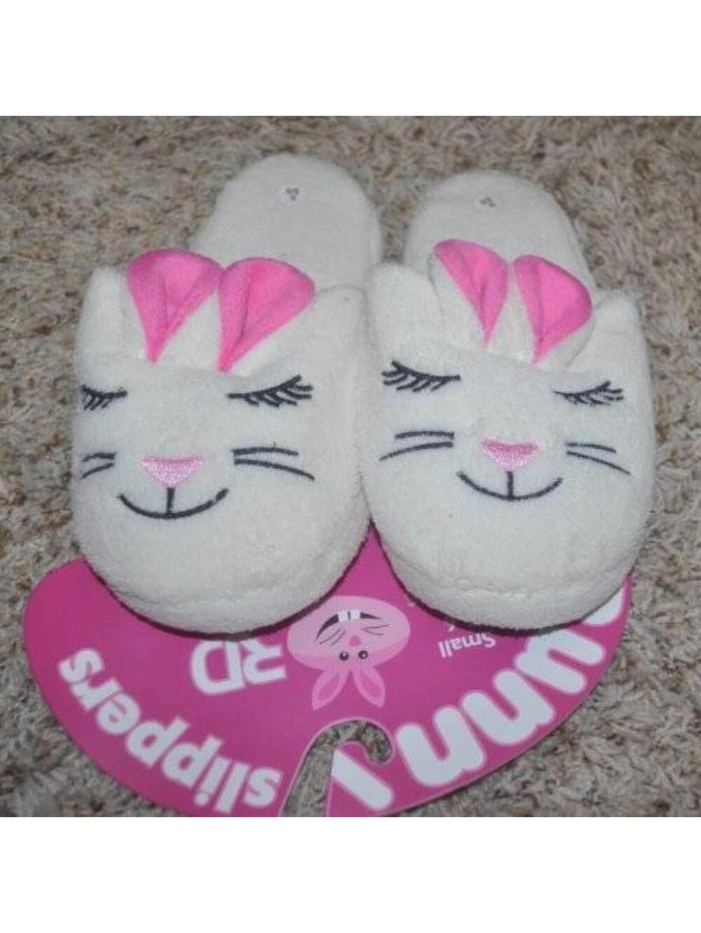 Slippers Slide Plush White Bunny Scuff Cushioned Non Slip Cushioned Adult Kids